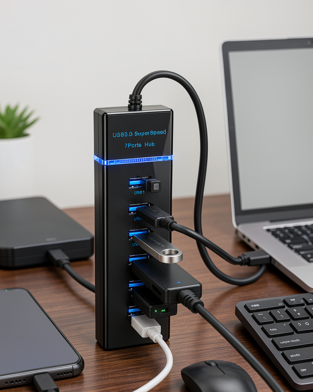 5Gbps Süper Hızlı USB Çoklayıcı 7 Port USB 3.0 Hub