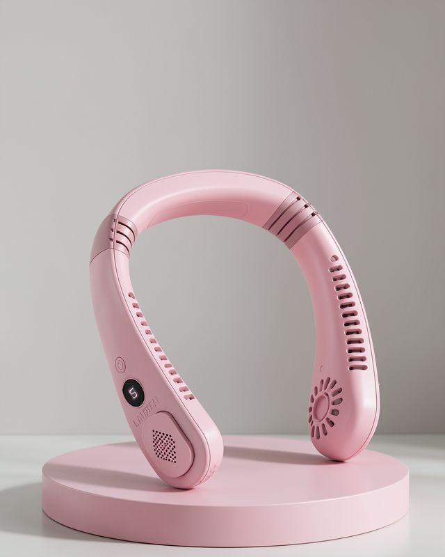 Sessiz Çalışan Pembe Boyun Fanı, Taşınabilir USB Şarjlı Kişisel Serinletici