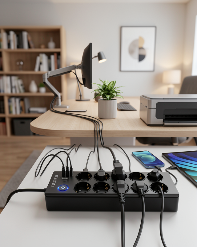 USB-A ve Type-C Şarj Çıkışlı 10'lu Akım Korumalı Çoklu Priz