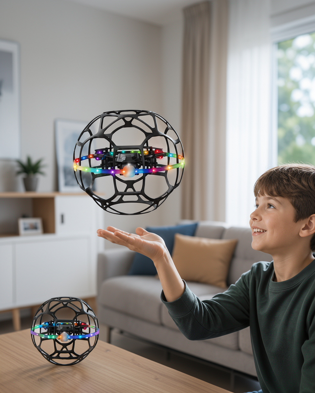 Akıllı Sensörlü El Kontrollü Mini Drone LED Işıklı Futbol Topu
