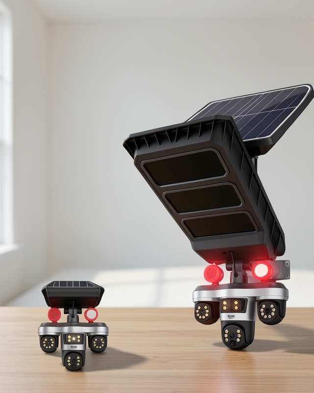 Kablosuz Dış Mekan Güvenlik Kamerası Güneş Enerjili Gece Görüşlü LED Projektörlü
