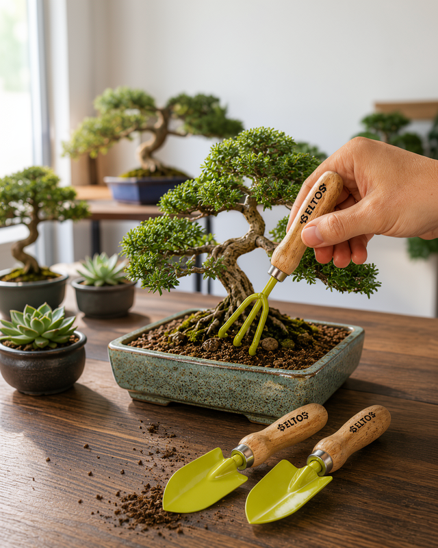 Ergonomik Ahşap Saplı Bahçe El Aleti Seti Saksı Bitkileri İçin