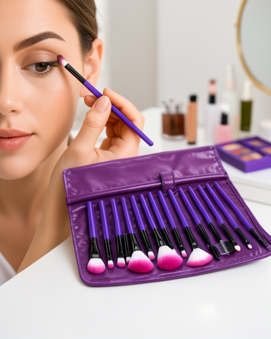 Ergonomik Saplı 12 Parça Makyaj Fırça Takımı, Fondöten, Allık ve Far Uygulamalarına Uygun