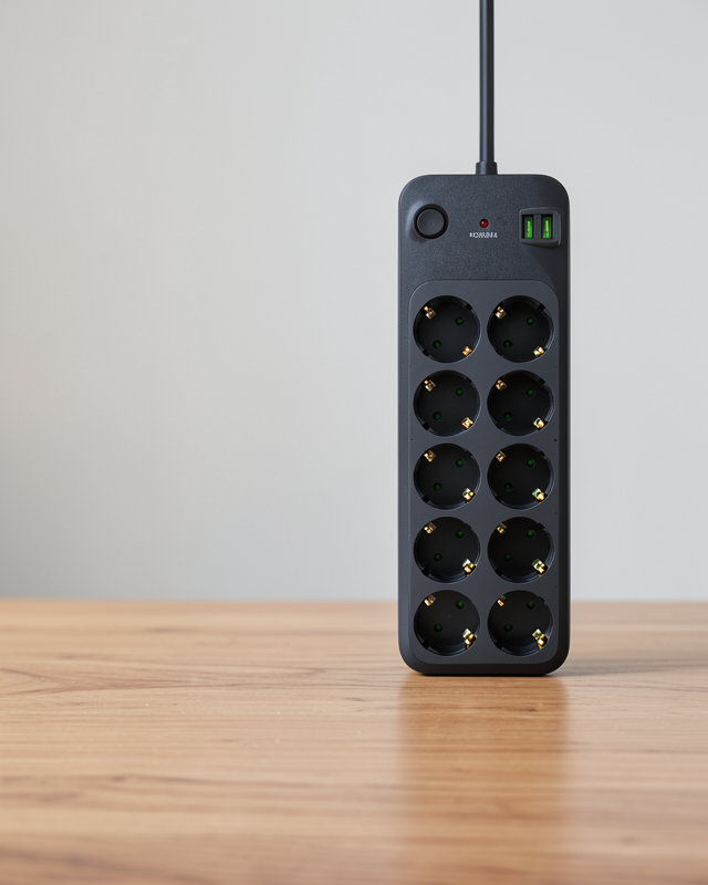 USB Type-C Girişli 10'lu Grup Priz 2500W Güç Kapasiteli Termal Akım Korumalı
