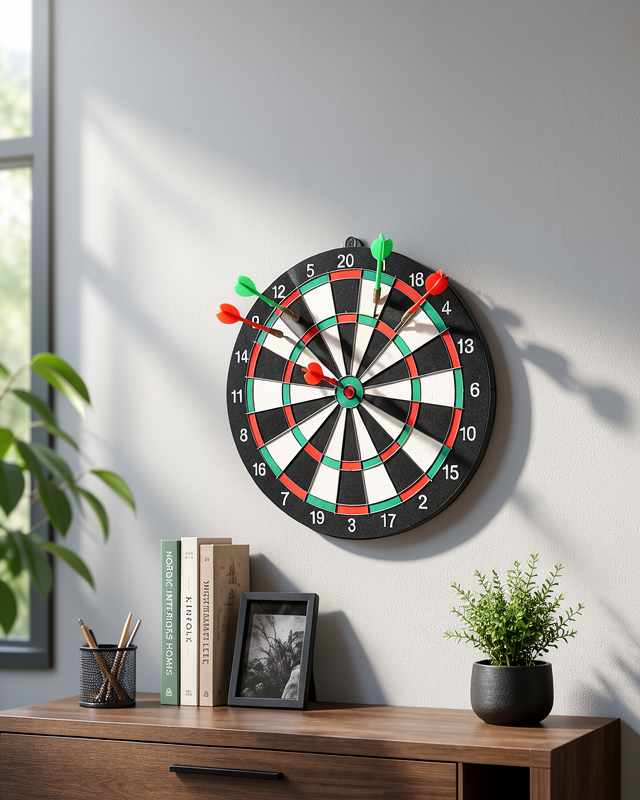17 İnç Duvara Monte Ahşap Gövdeli Sağlam Dart Tahtası Oyun ve Ev Alanları İçin