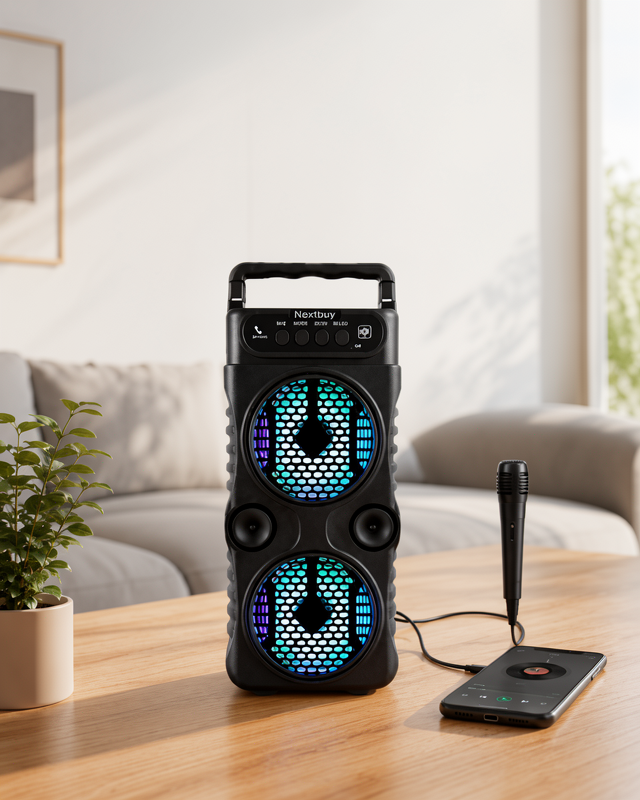 Kablosuz Bluetooth Hoparlör LED Işıklı Yüksek Ses ve Güçlü Bas Taşınabilir Şarjlı