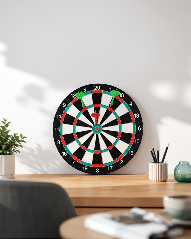 Ev Oyun Seti 15 İnç Büyük Boy Dart Tahtası 4 Adet Metal Uçlu Ok