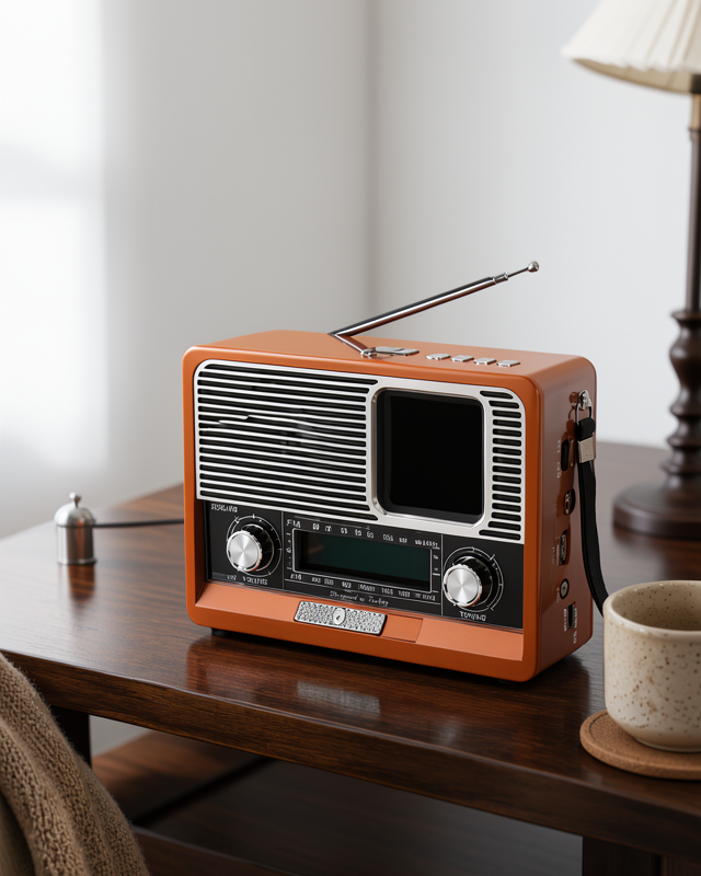 USB, AUX ve SD Kart Girişli Ahşap Görünümlü Retro Bluetooth Radyo