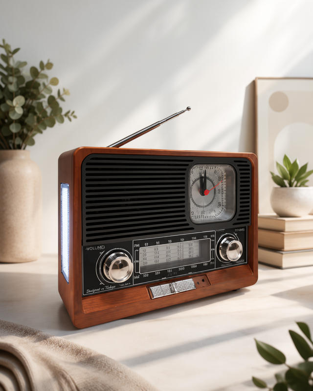Bluetooth Bağlantılı Nostaljik Radyo, USB, AUX ve SD Kart Girişli