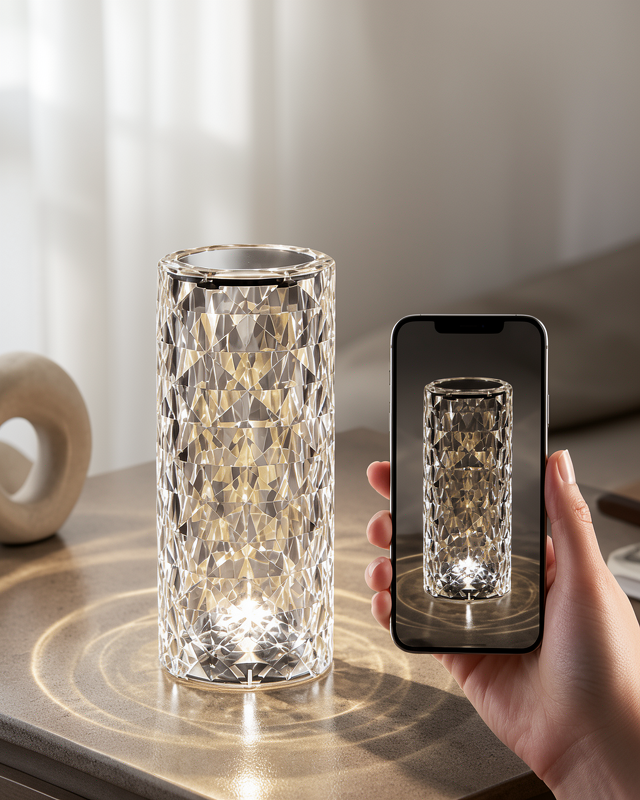 Kumandalı Kristal Masa ve Gece Lambası RGB LEDli