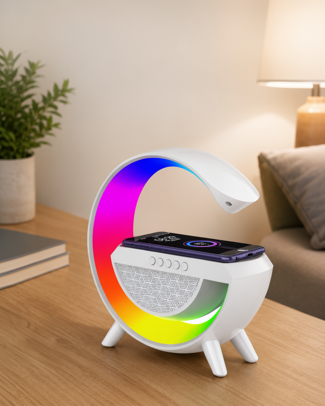 Google Bluetooth Hoparlör Gece Lambası Kablosuz Şarj Özellikli