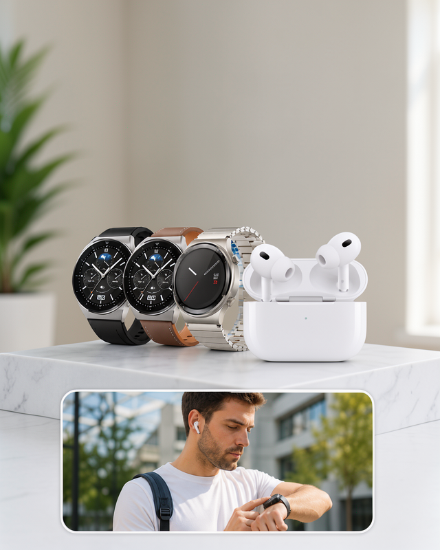 Titreşimli nabız ölçer spor modları ile yeni nesil akıllı saat ve aynalı Bluetooth kulaklık