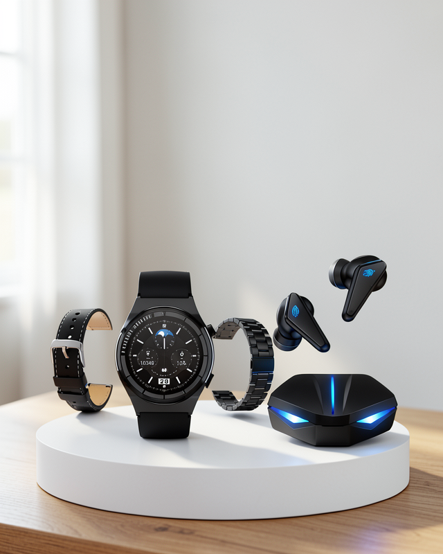 Dokunmatik Ekranlı Akıllı Saat ve Kablosuz Bluetooth Kulaklık ile Arama Cevaplama