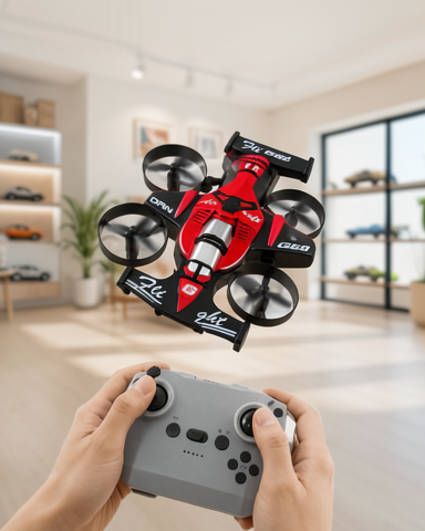 Kumandalı Uçan Araba Drone 4 Korumalı Pervaneli 360° Akrobatik Hareket Uzaktan