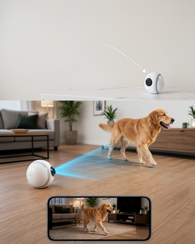 Evcil Hayvan Gözetim Sistemi Lazer Oyunlu WiFi Akıllı Takip Kamerası