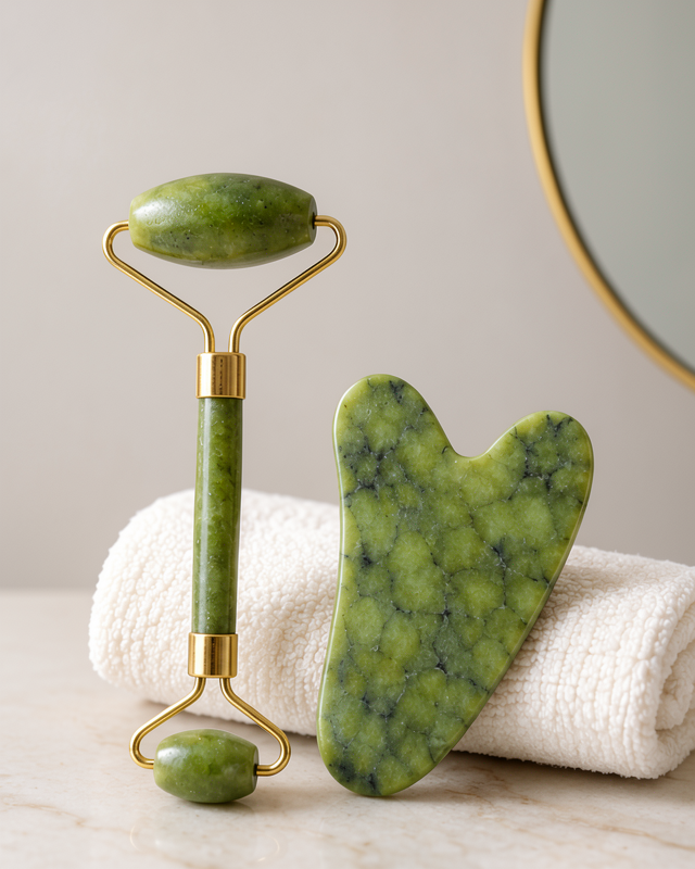 Yüz Bakım Masaj Seti: Jade Roller ve Gua Sha Taşı