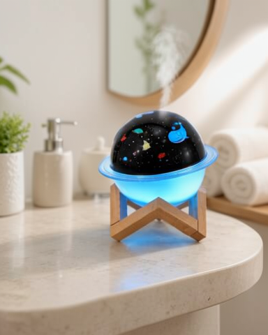 USB bağlantılı mini hava nemlendirici, projektör ışığı ve aromaterapi ile