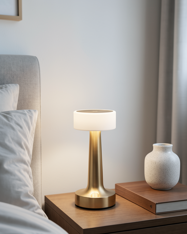 Şarjlı Dimmer Kontrollü Gold Kare LED Masa Lambası Dekoratif Işık