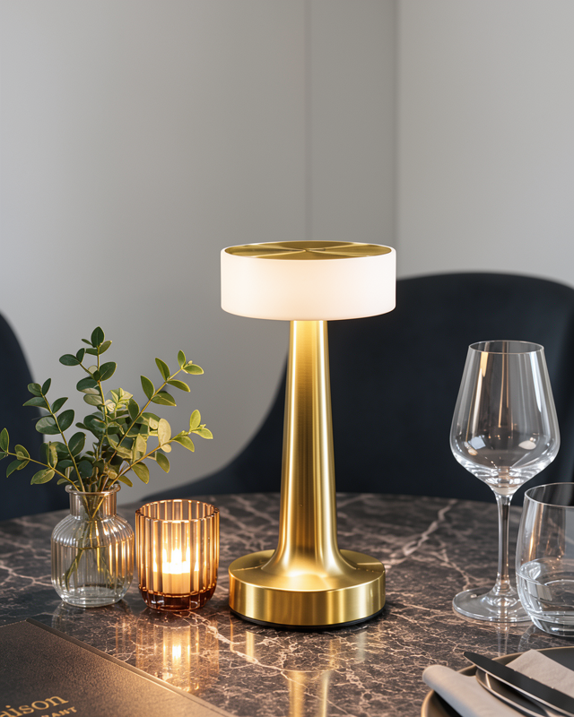 Kablosuz LED Lamba Dimmer Ayarlı Şarjlı Gold Mantar Masa Lambası