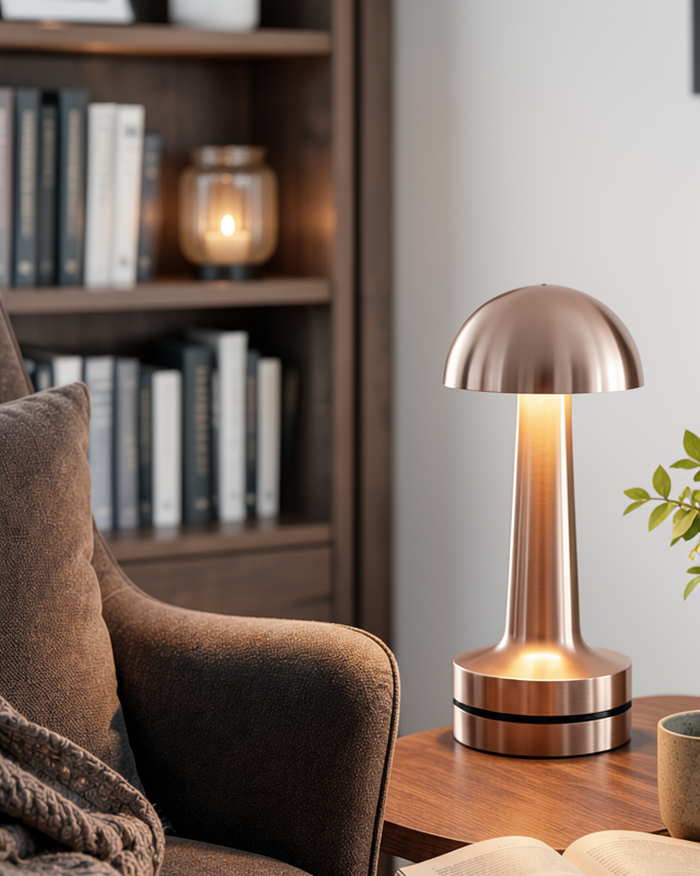 Bronz LED Masa Aydınlatması Dokunmatik Mantar Gece Lambası