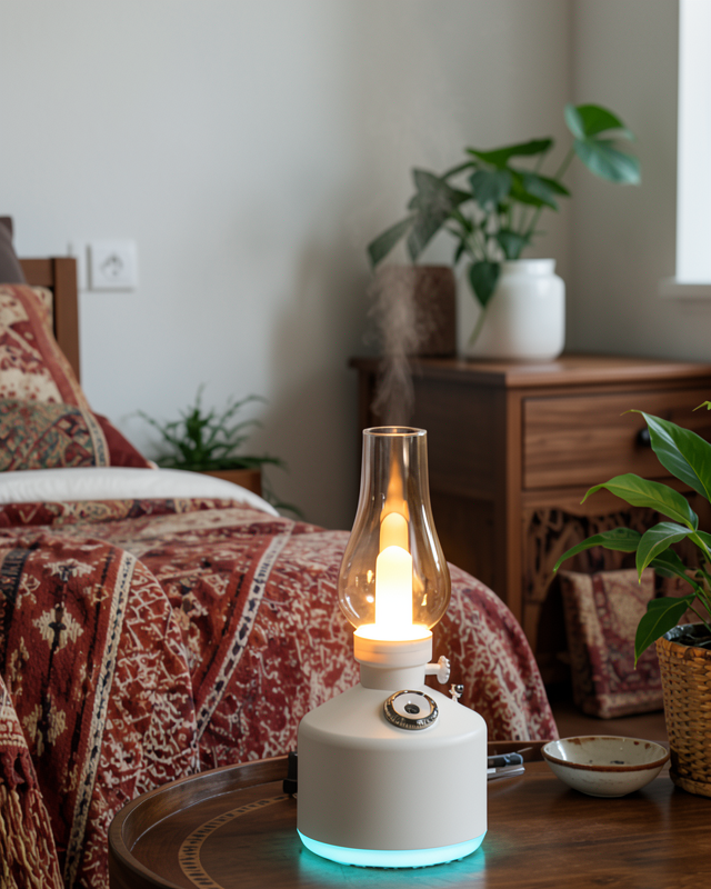 USB şarjlı Vintage LED Işıklı Aromaterapi Difüzörü Hava Nemlendirici