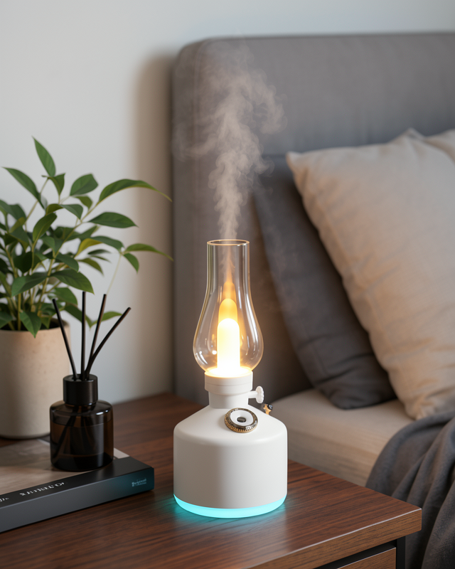 Taşınabilir Vintage Aroma Difüzörü Nano Mist LED Işıklı Nemlendirici