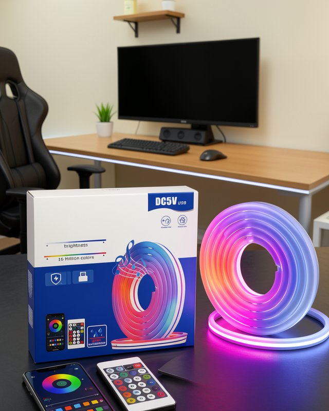 RGB Neon Led Şerit Işık Kumandalı USB Su Geçirmez 16 Milyon Renk