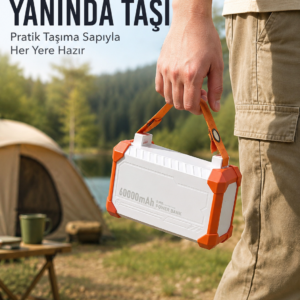 60000 mAh Yüksek Kapasiteli Powerbank 22.5W Hızlı Şarj 4 Entegre Kablolu Dijital Göstergeli Taşınabilir Şarj Cihazı