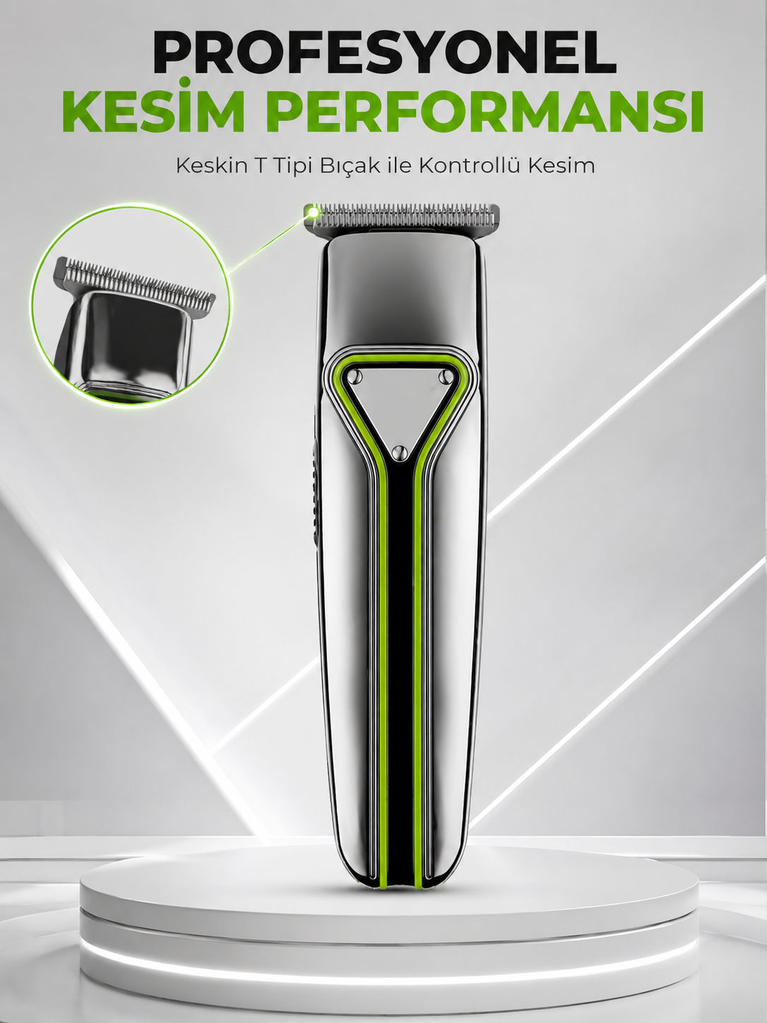 Şarjlı Saç Sakal Tıraş Makinesi T Başlıklı 1 2 3 mm Taraklı Kablolu ve Kablosuz Kullanım