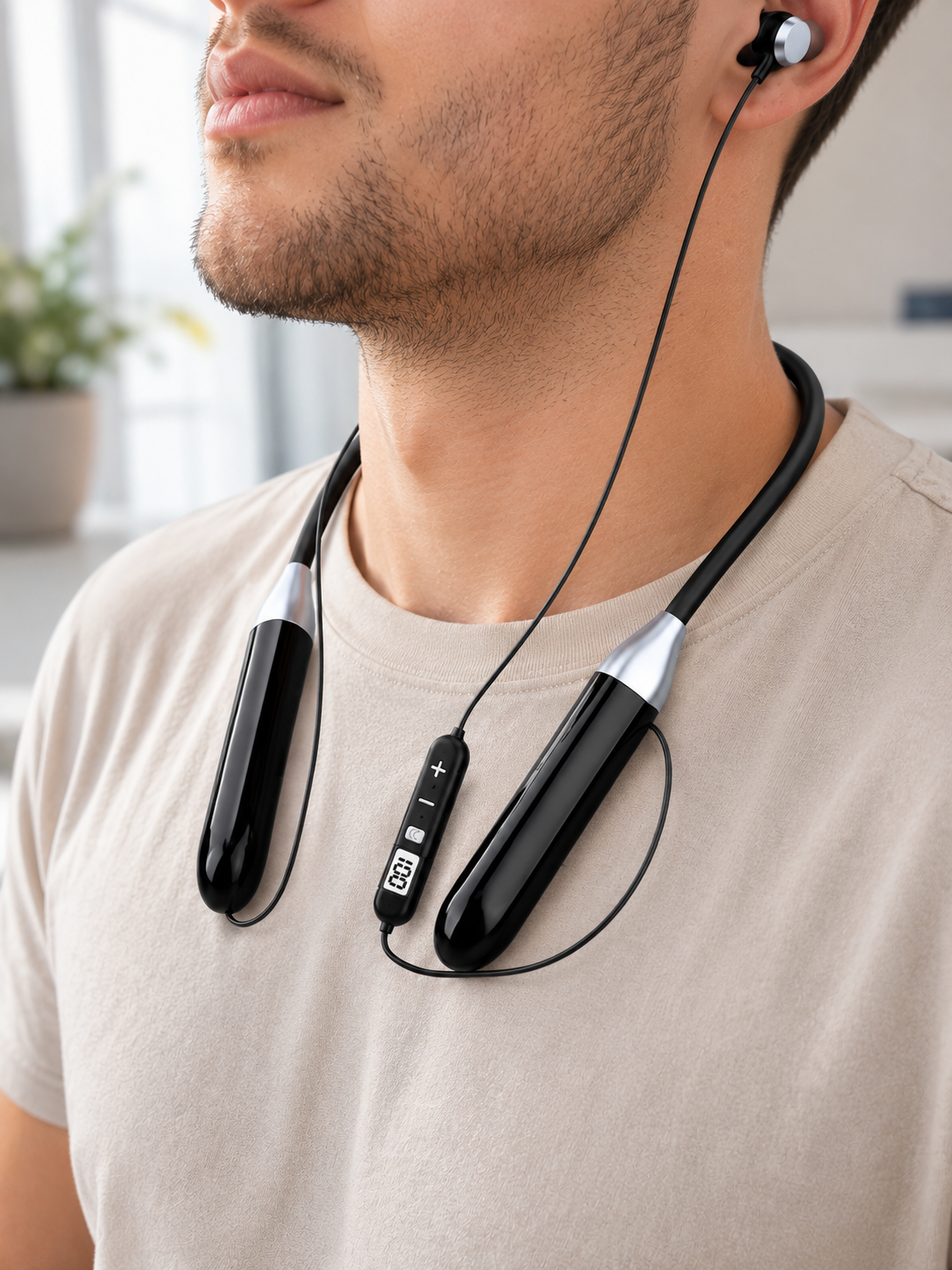 Spor İçin Bluetooth Boyun Kulaklığı Mikrofonlu Kablosuz Kulak İçi Müzik ve Telefon Kulaklığı