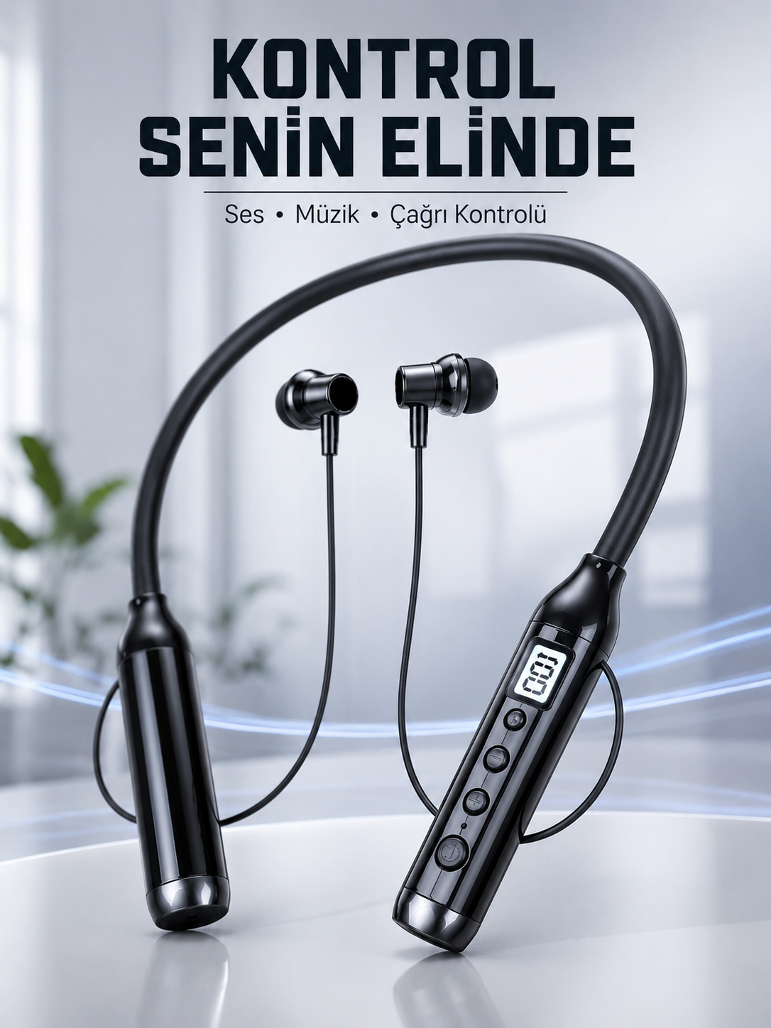 Uzun Kullanım Süreli Bluetooth Kulaklık Boyun Bantlı Mikrofonlu 600 Saat Müzik Süreli Ses ve Çağrı Kontrollü Kablosuz Kulaklık