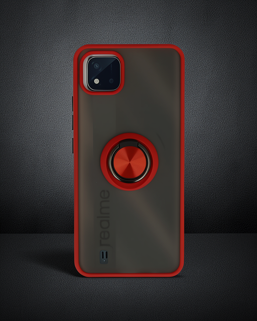 Realme C11 2021 Kılıf Montreal Yüzüklü Silikon Kapak - Kırmızı