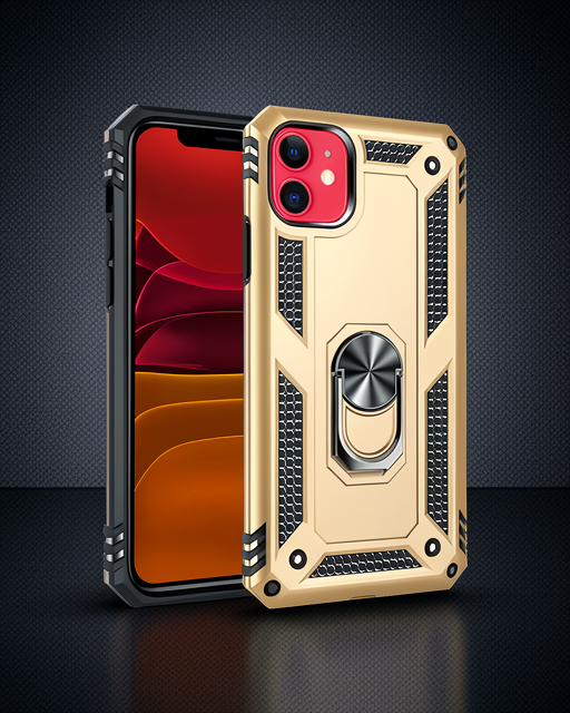 Apple İphone 11 Kılıf Sofya Yüzüklü Silikon Kapak - Gold