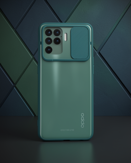 Oppo Reno 5 Lite Kılıf Palm Buzlu Kamera Sürgülü Silikon - Yeşil