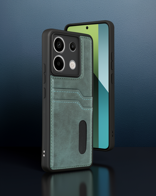 Xiaomi Redmi Note 13 Pro 5g Kılıf Sara Kartvizitli Deri Kılıf - Koyu Yeşil