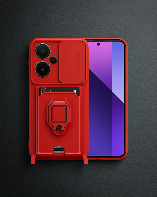 Xiaomi Redmi Note 13 Pro Plus Kılıf Zuma Kartvizitli Yüzüklü Silikon - Lila