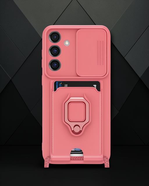 Samsung Galaxy S25 Plus Kılıf Zuma Kartvizitli Yüzüklü Silikon - Pembe
