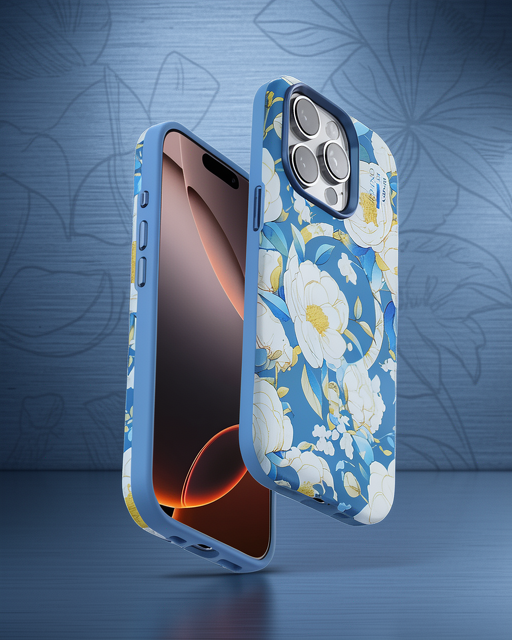 Onegif Apple İphone 14 Pro Flower Series Magsafe Kapak - Mavi