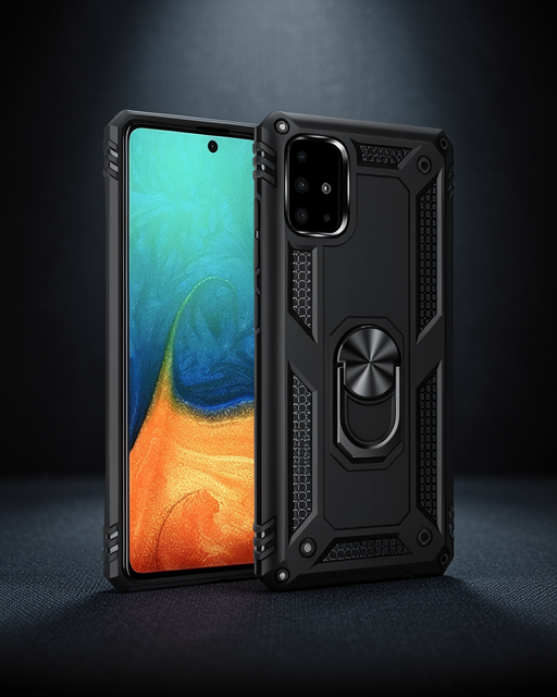 Samsung Galaxy A71 Kılıf Sofya Yüzüklü Silikon Kapak - Siyah