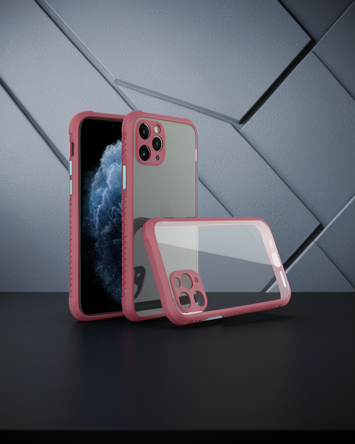 Apple İphone 11 Pro Kılıf Miami Şeffaf Silikon - Fuşya