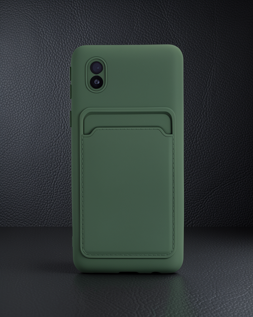 Samsung Galaxy A01 Core Kılıf Kelvin Kartvizitli Silikon - Koyu Yeşil