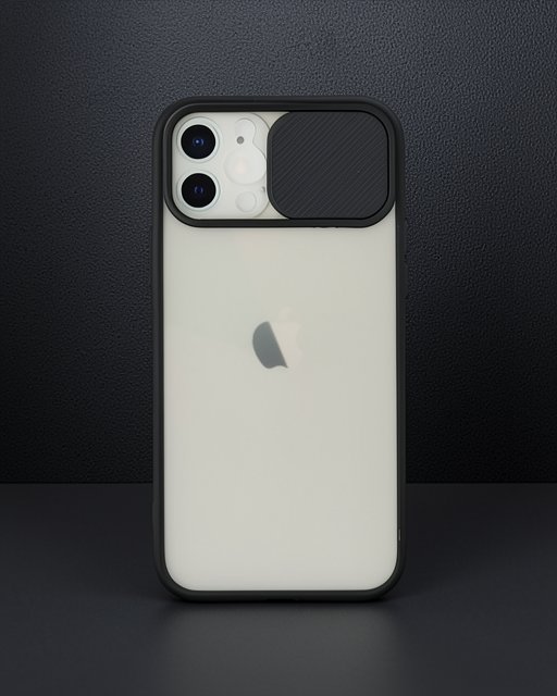 Apple İphone 12 Kılıf Palm Buzlu Kamera Sürgülü Silikon - Siyah
