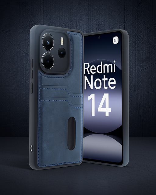 Xiaomi Redmi Note 14 4g Kılıf Sara Kartvizitli Deri Kılıf - Lacivert