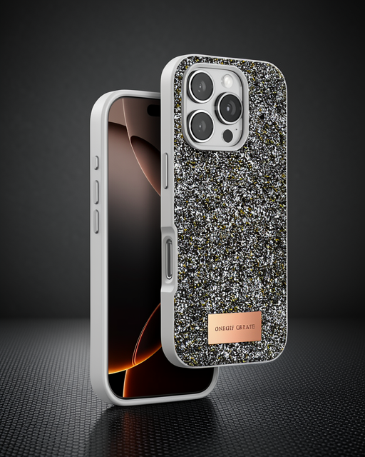 Onegif Apple İphone 16 Pro Max Bright Simli Kapak - Gümüş