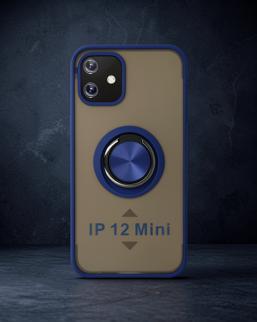 Apple İphone 12 Mini Kılıf Montreal Yüzüklü Silikon Kapak - Lacivert