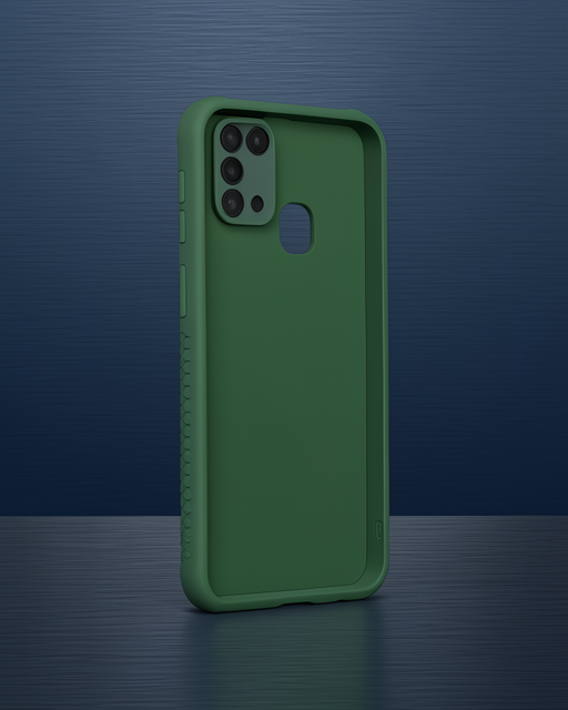 Samsung Galaxy M31 Kılıf Miami Şeffaf Silikon - Koyu Yeşil