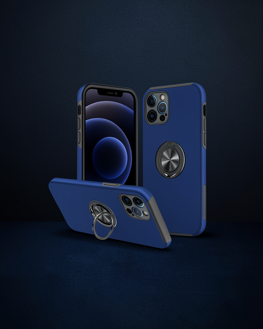 Apple İphone 12 Pro Kılıf Elit Yüzüklü Kapak - Lacivert