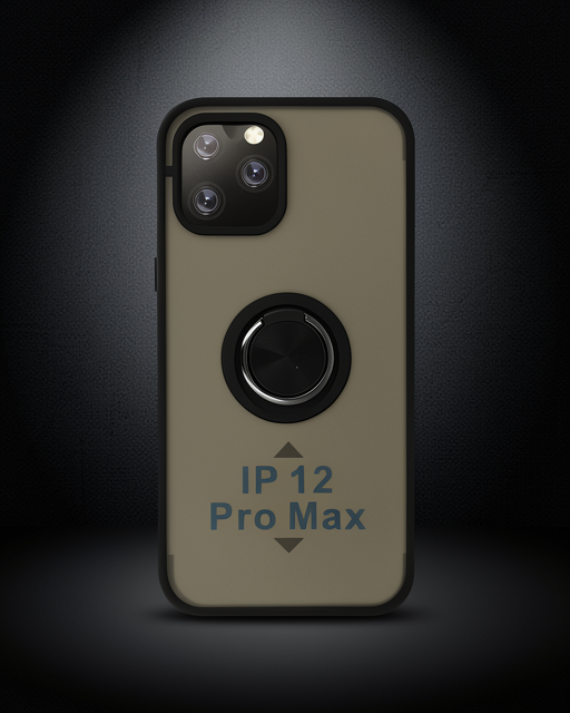 Apple İphone 12 Pro Max Kılıf Montreal Yüzüklü Silikon Kapak - Siyah