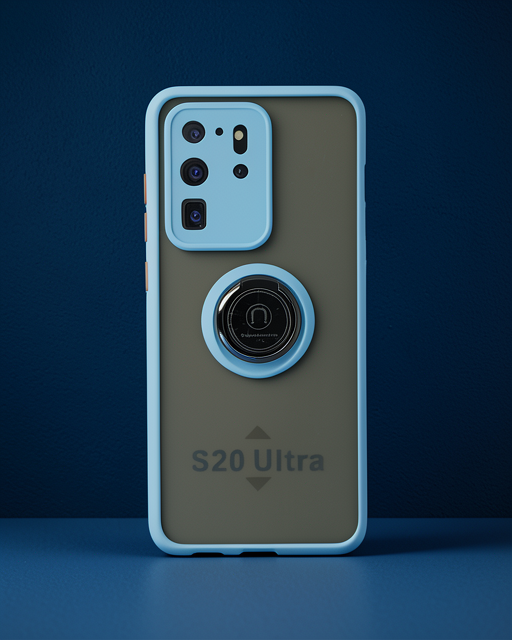 Samsung Galaxy S20 Ultra Kılıf Montreal Yüzüklü Silikon Kapak - Buz Mavi