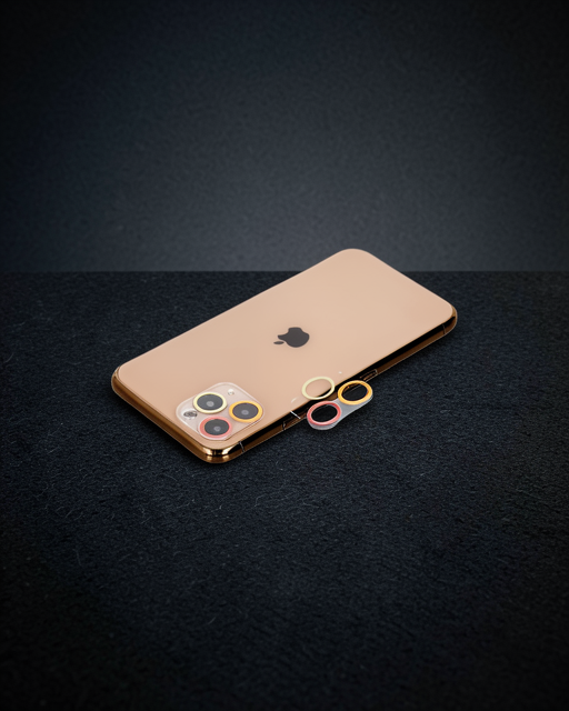 Apple İphone 11 Pro Renkli Kamera Lens Koruma Cam - Turuncu-kırmızı